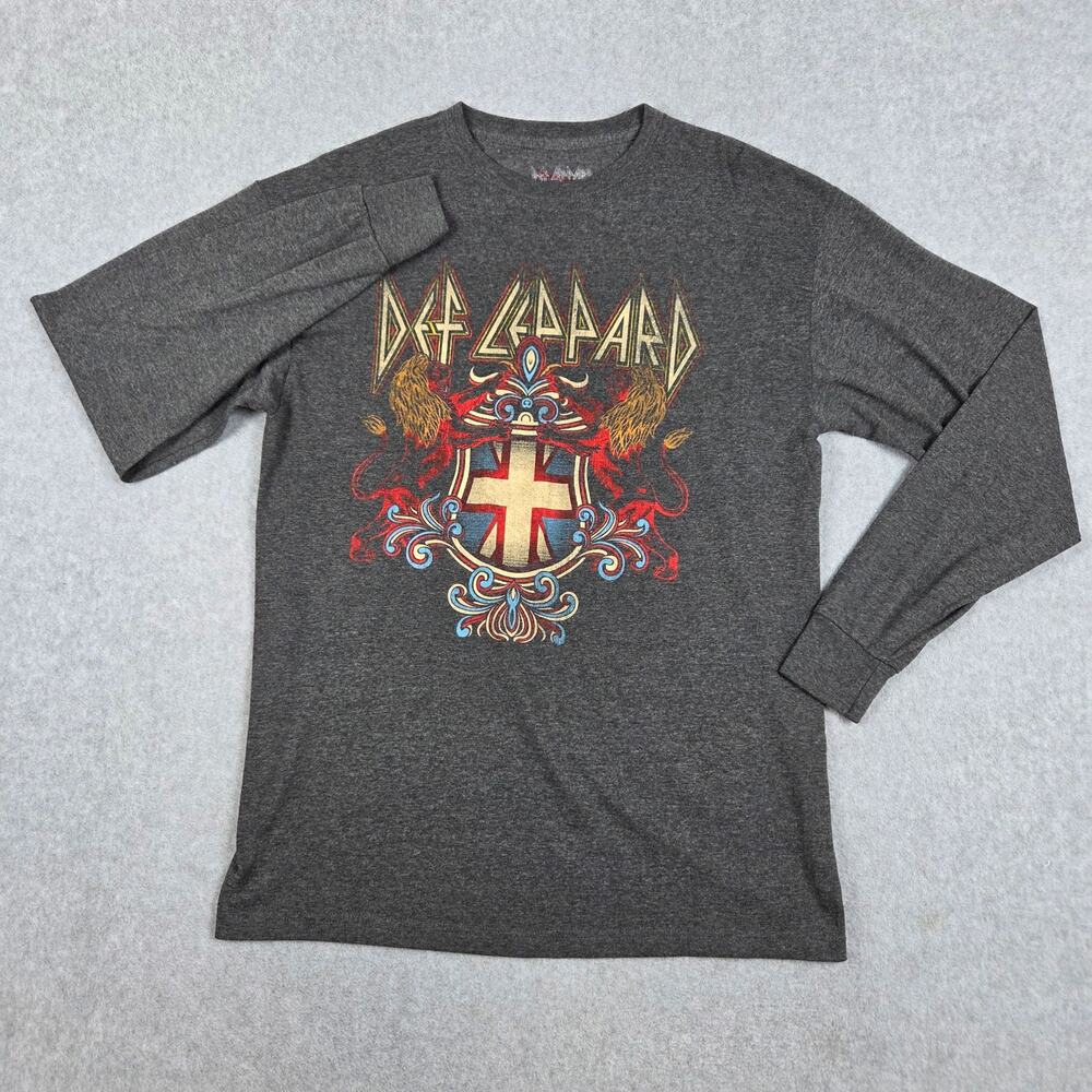 Def Leppard Small/Medium Heather Gray Long Sleeve Graphc Band T-Shirt - Picture 2 of 8